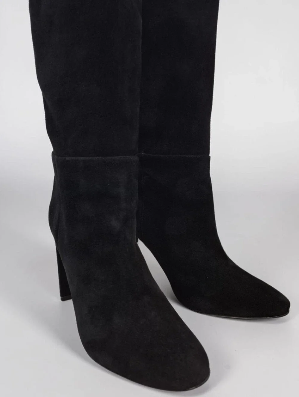 Schutz Austine Black Suede Over the Knee Boots 9 Block Heel Round Toe